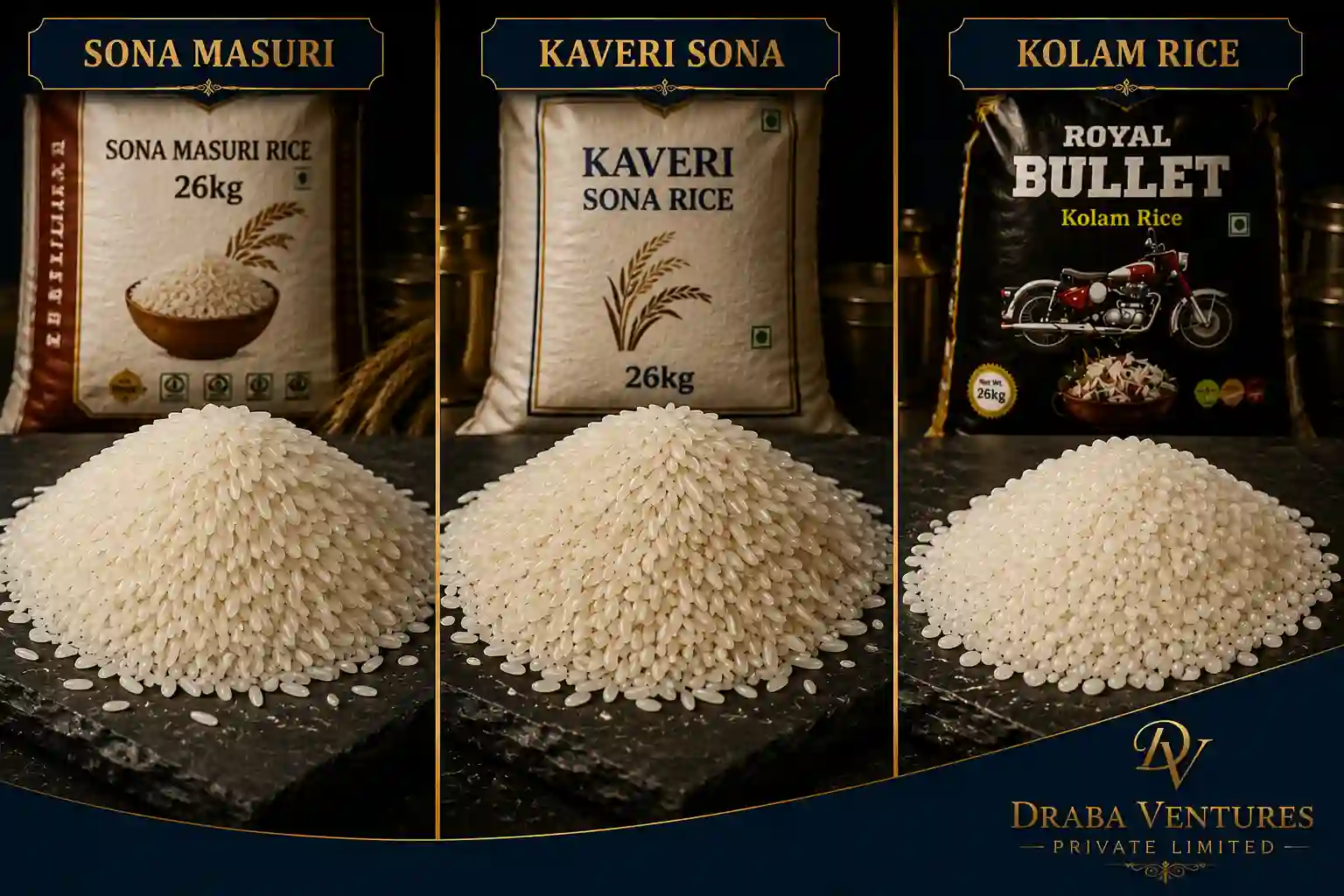 Sona Masuri vs Kaveri Sona vs Kolam Comparison